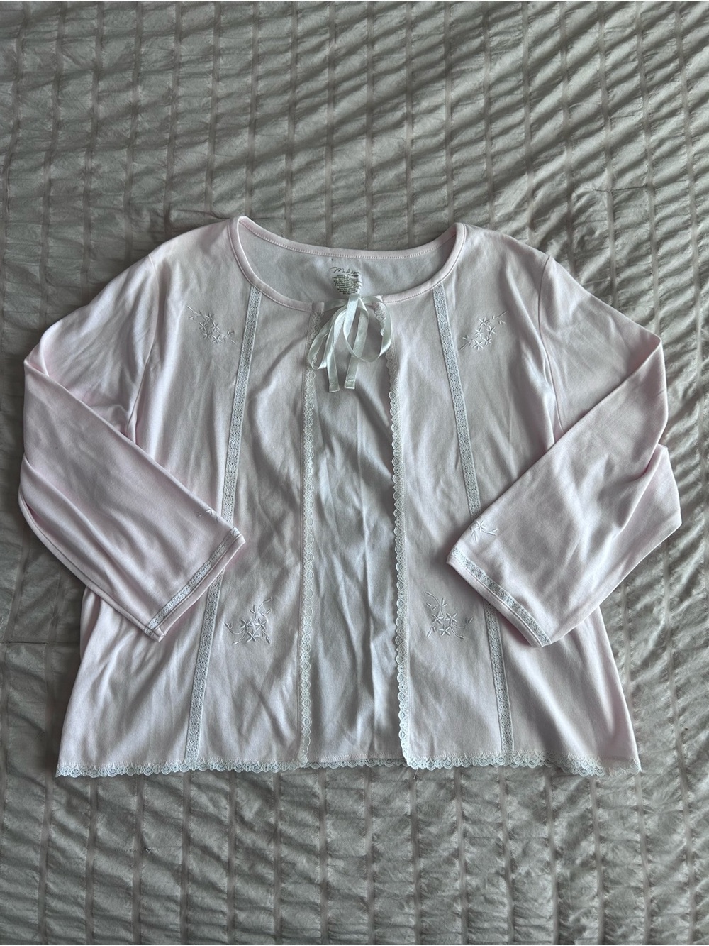 Madison Intimates Vintage Style Baby Pink Tie Front Top (L)